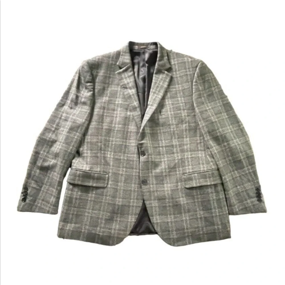 NWOT Peter Millar Sport Coat Mens 48 R Gray POW Plaid Flannel Wool Modern Canada